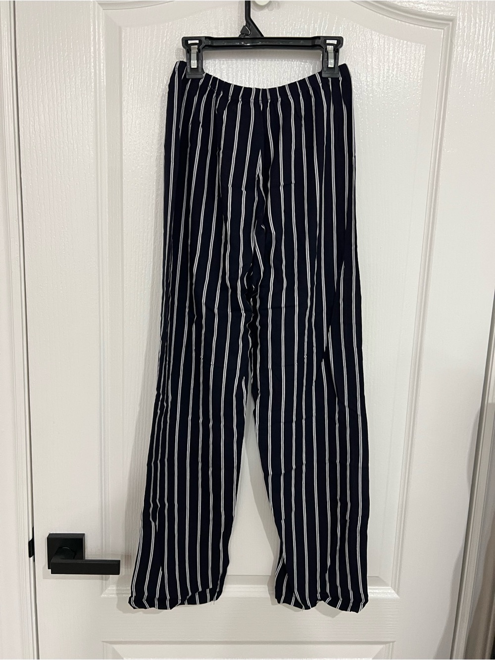Brandy Melville Navy and White Vertical Stripe Wide Leg Pants